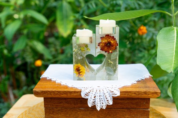 Wedding bouquet preservation resin keepsake display by Chantille’s Forever Florals